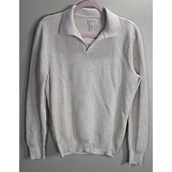 J.CREW Sweaters - J.Crew 100% Cotton Waffle Knit Collared Sweater Cream Size Small